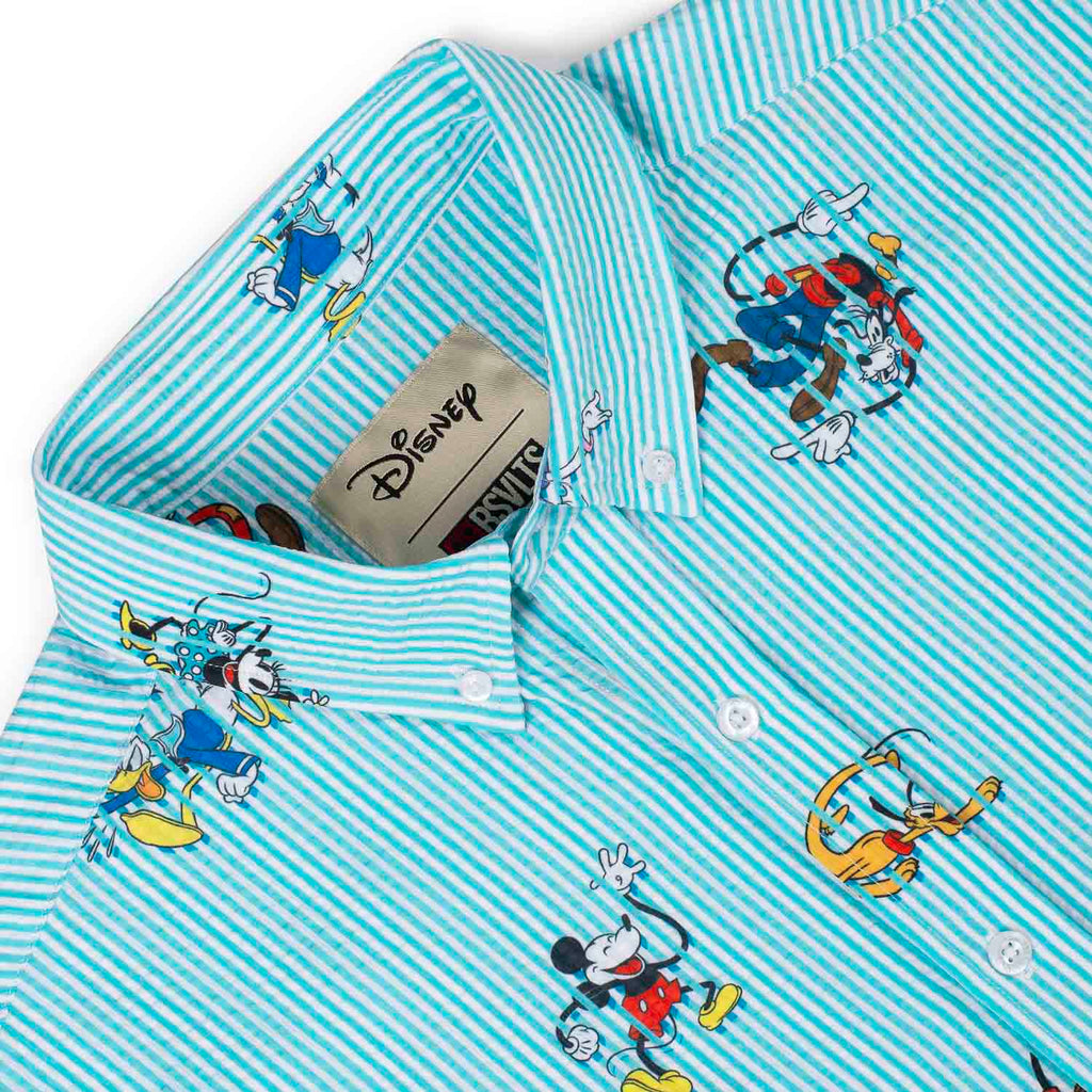 RSVLTS Limber Legends Stretch Seersucker Short Sleeve Shirt in Blue — detail 7