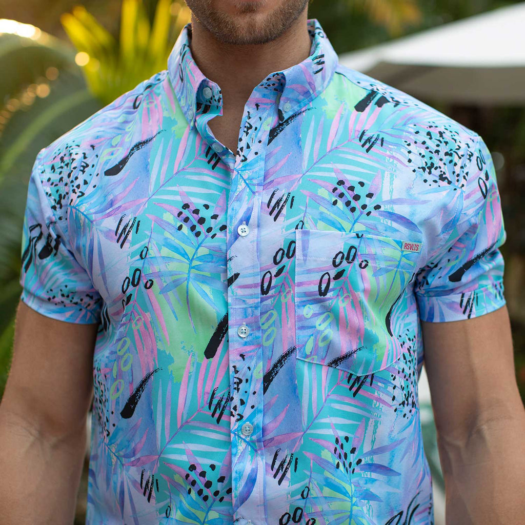 RSVLTS Purple Stuff KUNUFLEX Short Sleeve Shirt in Purple — detail 4