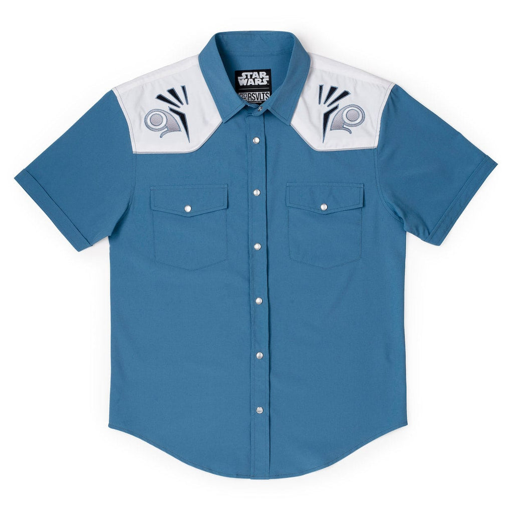 RSVLTS Bo Katan Roper Short Sleeve Shirt in Blue — front view