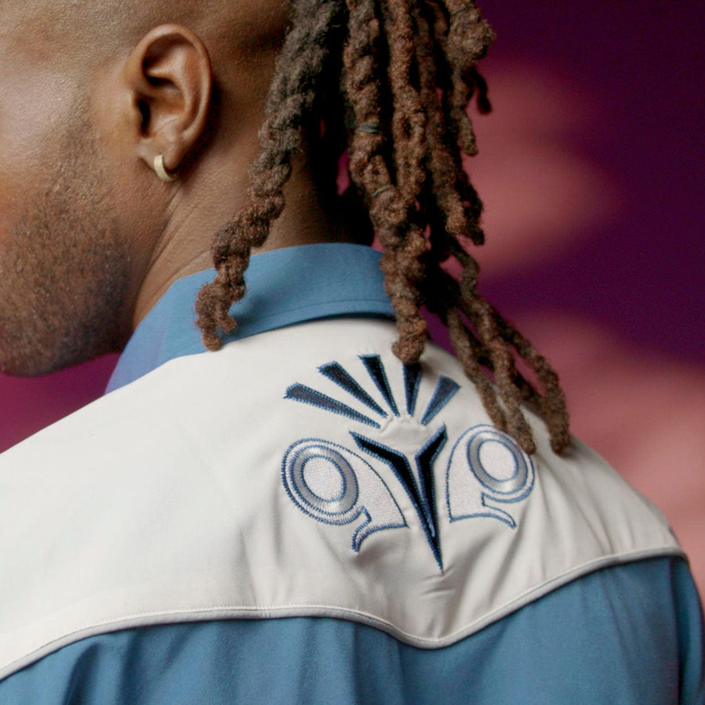 RSVLTS Bo Katan Roper Short Sleeve Shirt in Blue — detail 6