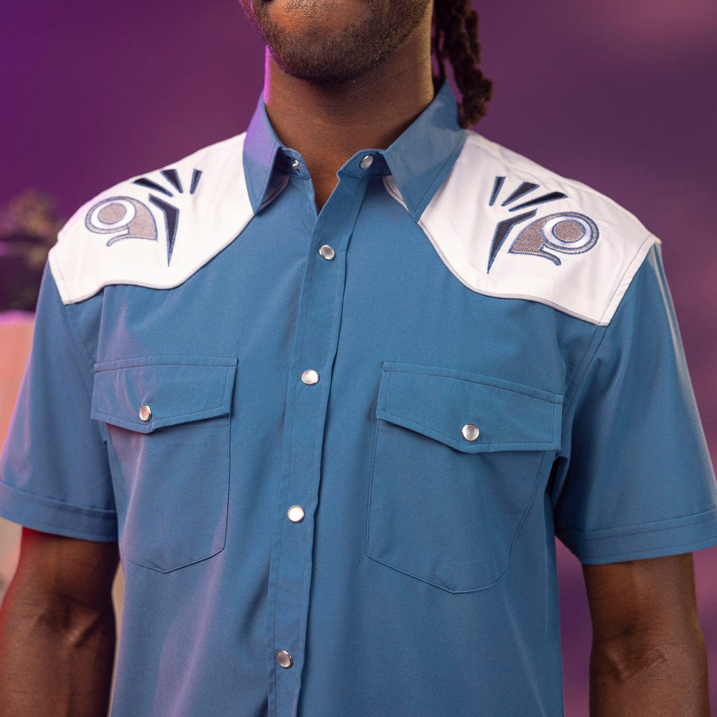 RSVLTS Bo Katan Roper Short Sleeve Shirt in Blue — detail 8