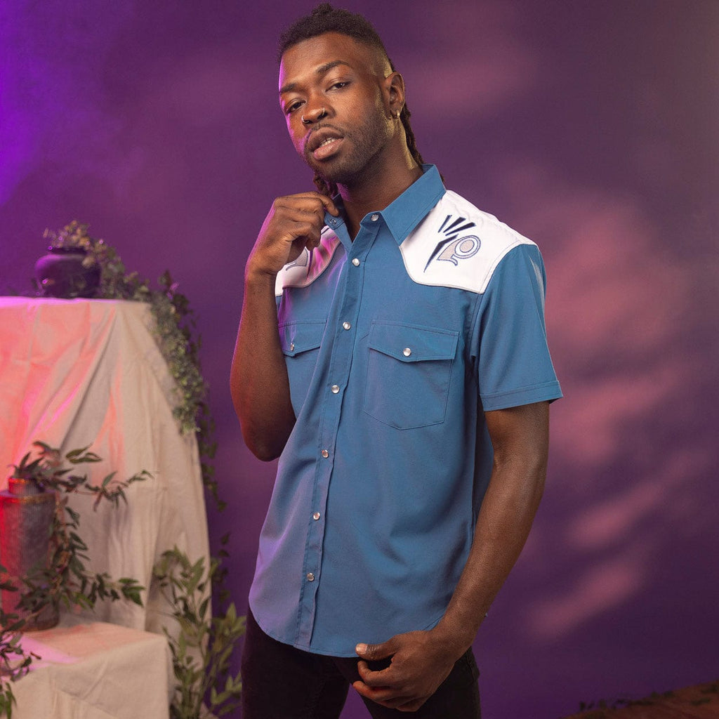 RSVLTS Bo Katan Roper Short Sleeve Shirt in Blue — detail 4