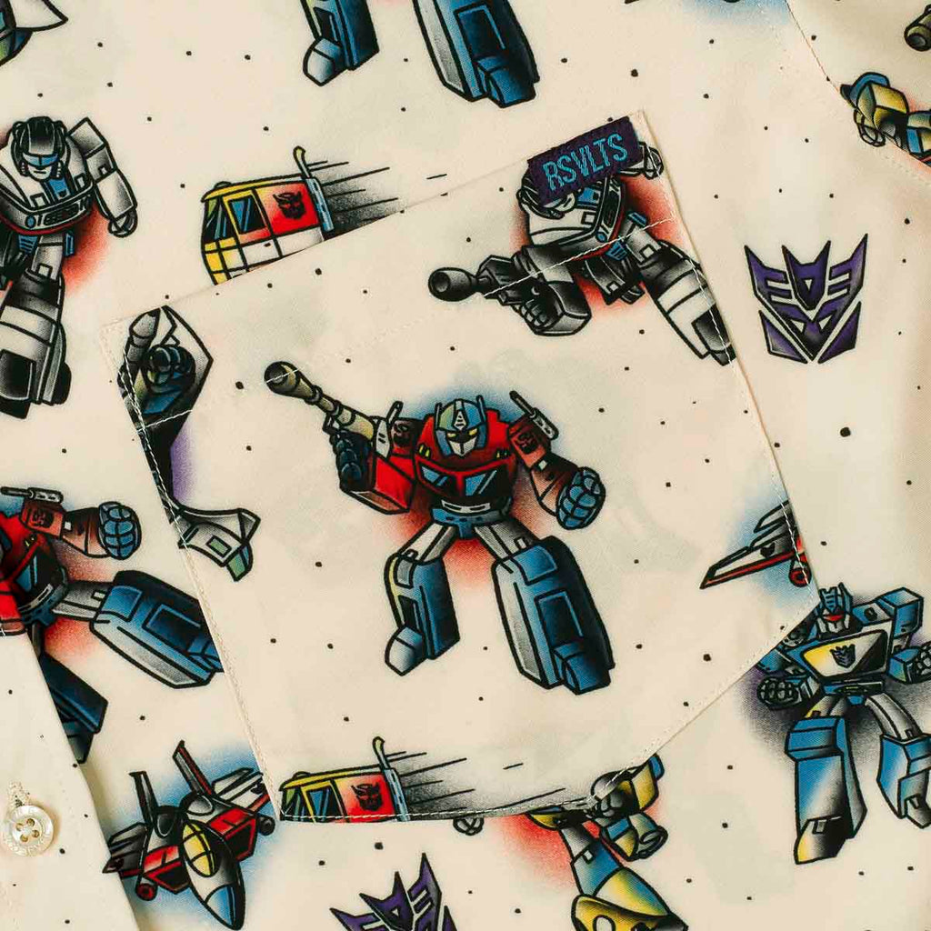 RSVLTS Robots Ink Disguise KUNUFLEX Short Sleeve Shirt in Yellow — detail 5