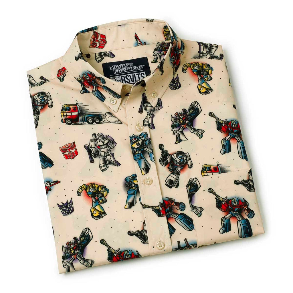 RSVLTS Robots Ink Disguise KUNUFLEX Short Sleeve Shirt in Yellow — detail 8