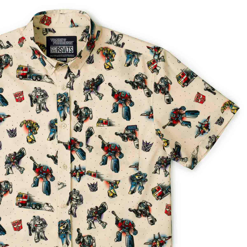 RSVLTS Robots Ink Disguise KUNUFLEX Short Sleeve Shirt in Yellow — detail 2