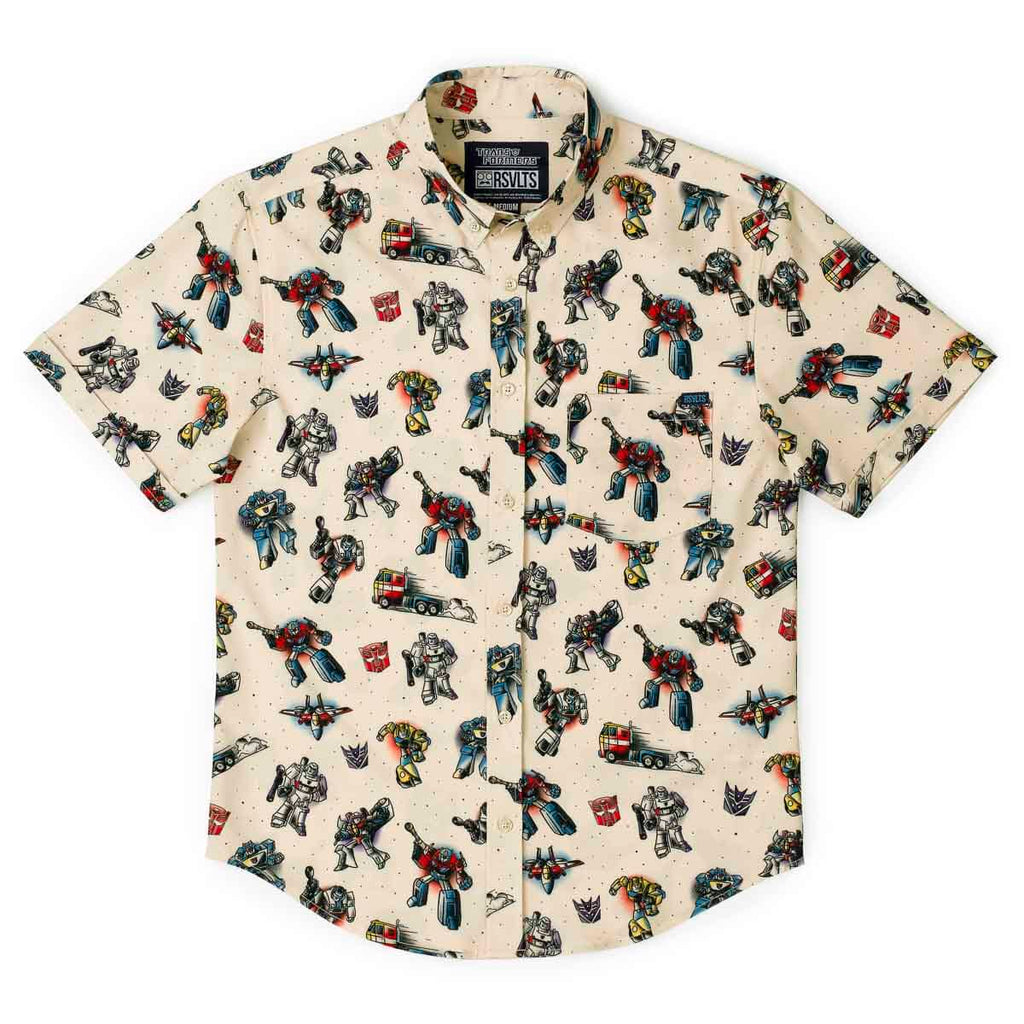 RSVLTS Robots Ink Disguise KUNUFLEX Short Sleeve Shirt in Yellow — detail 4