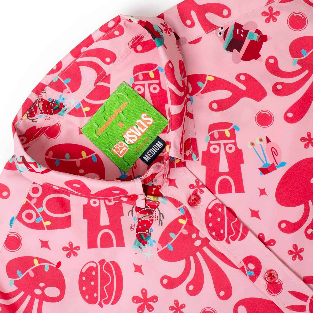 RSVLTS Hollybob Jinglepants KUNUFLEX Short Sleeve Shirt in Red — detail 4