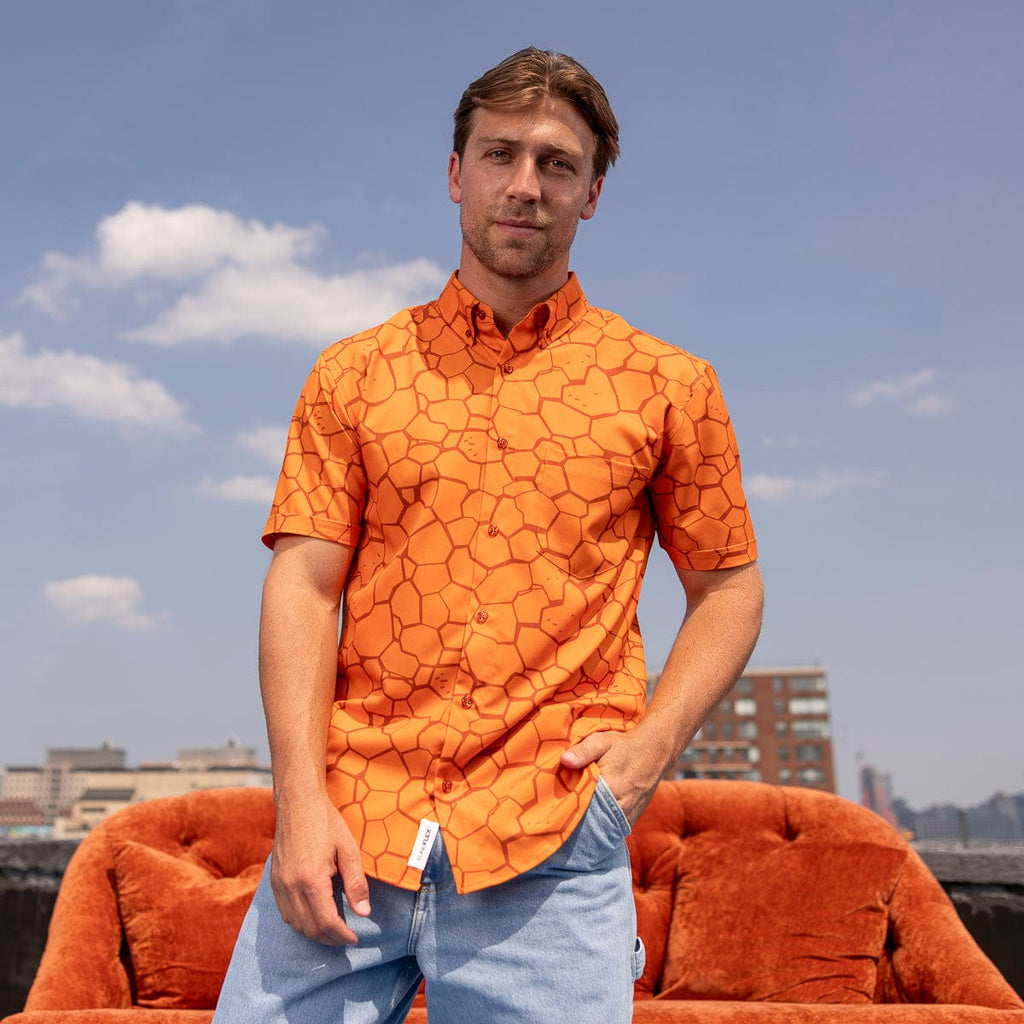 RSVLTS Clobberin' Time KUNUFLEX Short Sleeve Shirt in Orange — detail 4