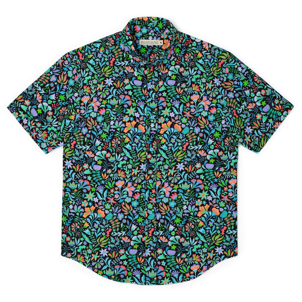RSVLTS Kaleidos Bamboo Short Sleeve Shirt in Black — detail 5