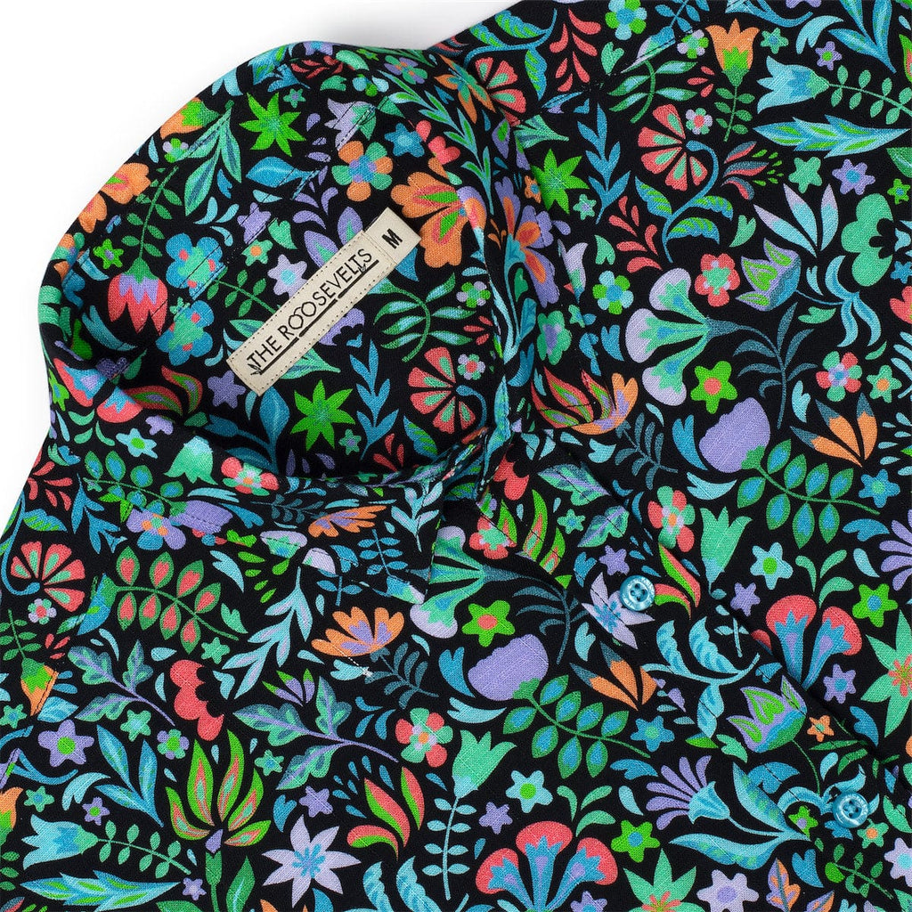 RSVLTS Kaleidos Bamboo Short Sleeve Shirt in Black — detail 8