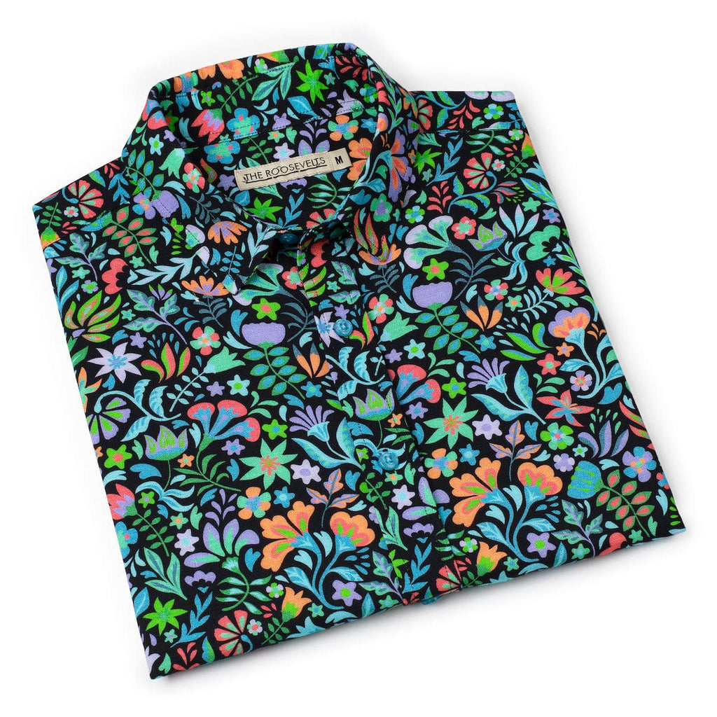 RSVLTS Kaleidos Bamboo Short Sleeve Shirt in Black — detail 9