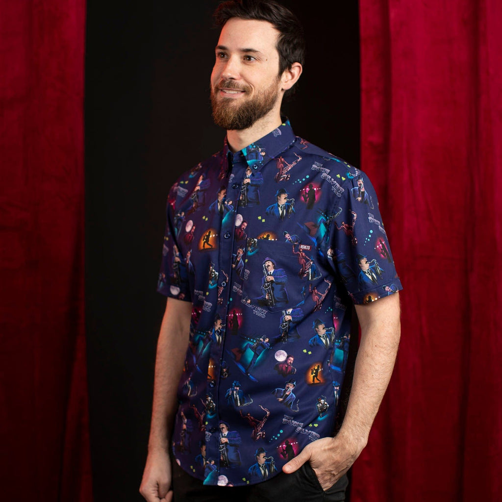 RSVLTS The Duke Silver Trio KUNUFLEX Short Sleeve Shirt in Blue — detail 10