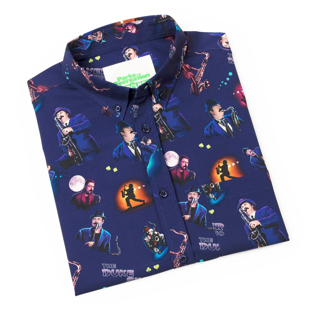 RSVLTS The Duke Silver Trio KUNUFLEX Short Sleeve Shirt in Blue — detail 12