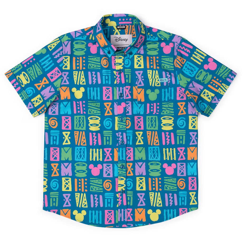 RSVLTS Mickey's Surfside Summer Youth KUNUFLEX Short Sleeve Shirt in Blue — front view