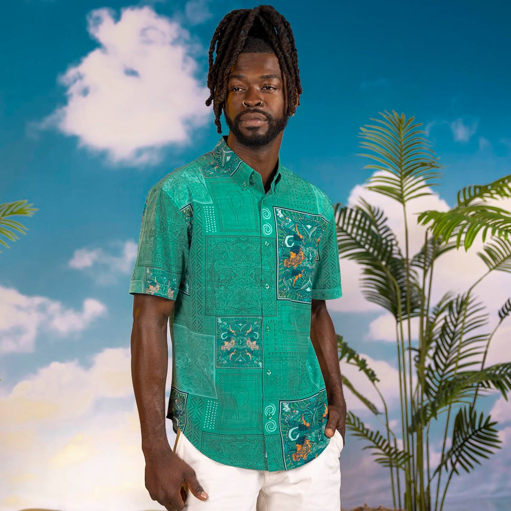 RSVLTS Ocean Tapestry KUNUFLEX Short Sleeve Shirt — detail 2