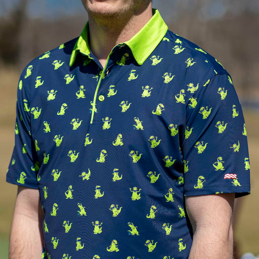 RSVLTS Reptar Rampage All-Day Polo in Blue — detail 4