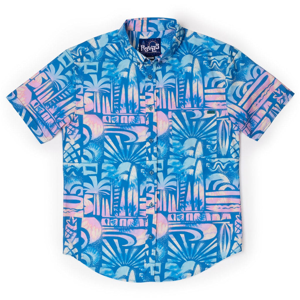 RSVLTS Chasing Mavericks KUNUFLEX Short Sleeve Shirt in Blue — detail 3