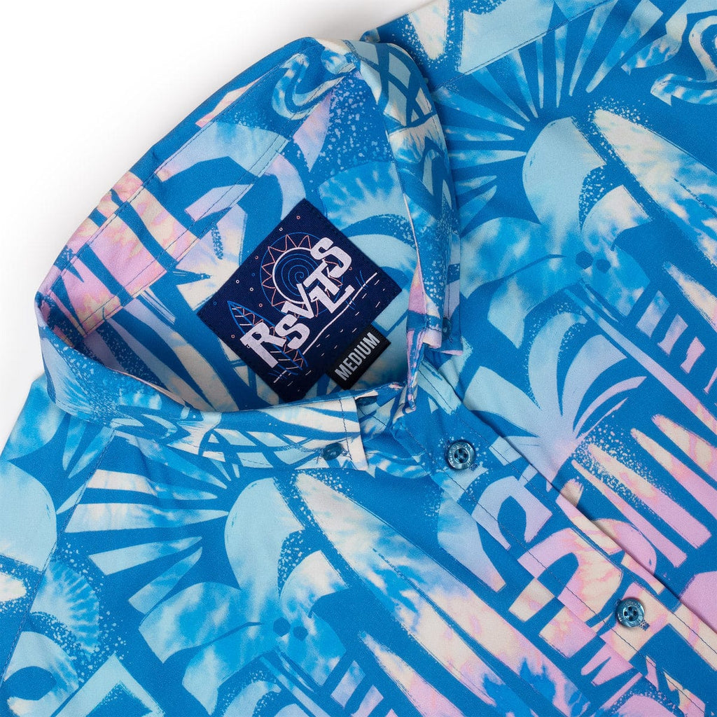 RSVLTS Chasing Mavericks KUNUFLEX Short Sleeve Shirt in Blue — detail 5