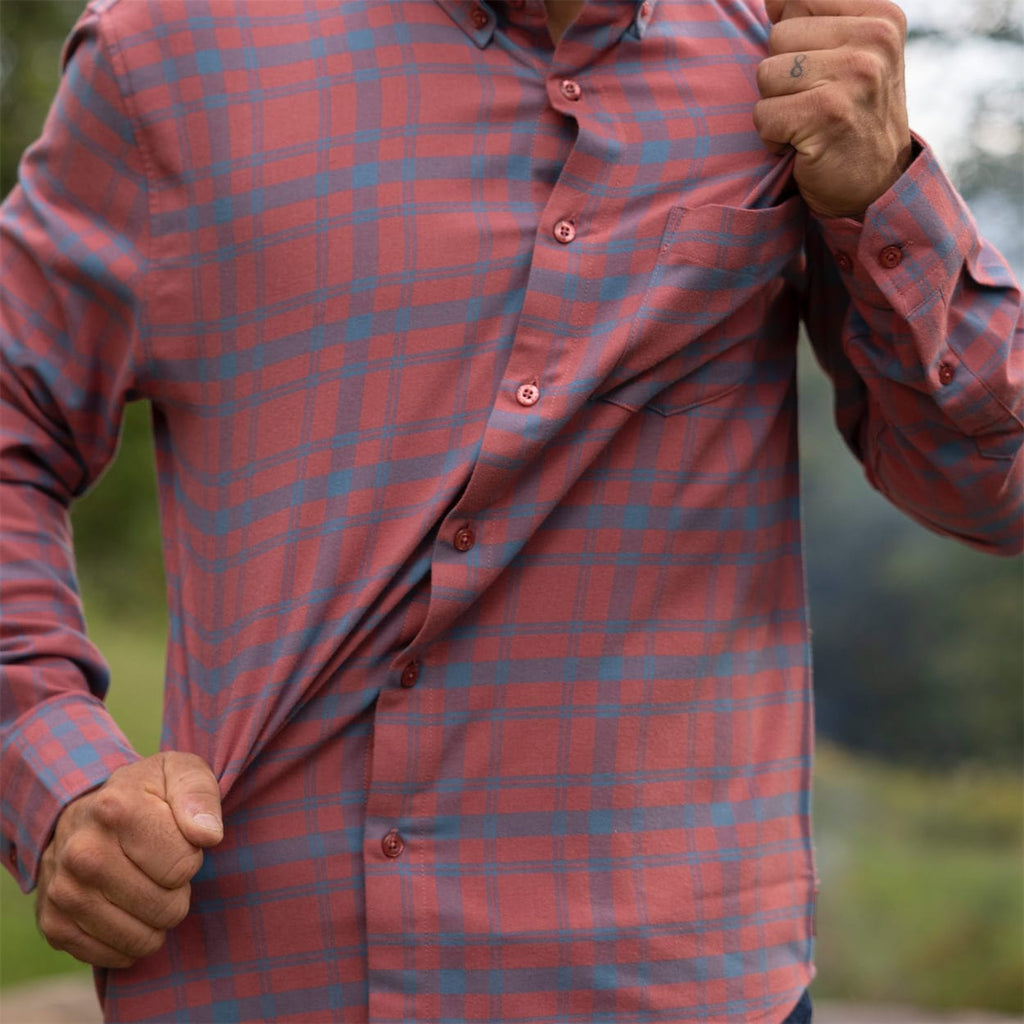 RSVLTS SinPlaid BorlandFlex Long Sleeve Flannel (2024 Fit) in Orange — front view