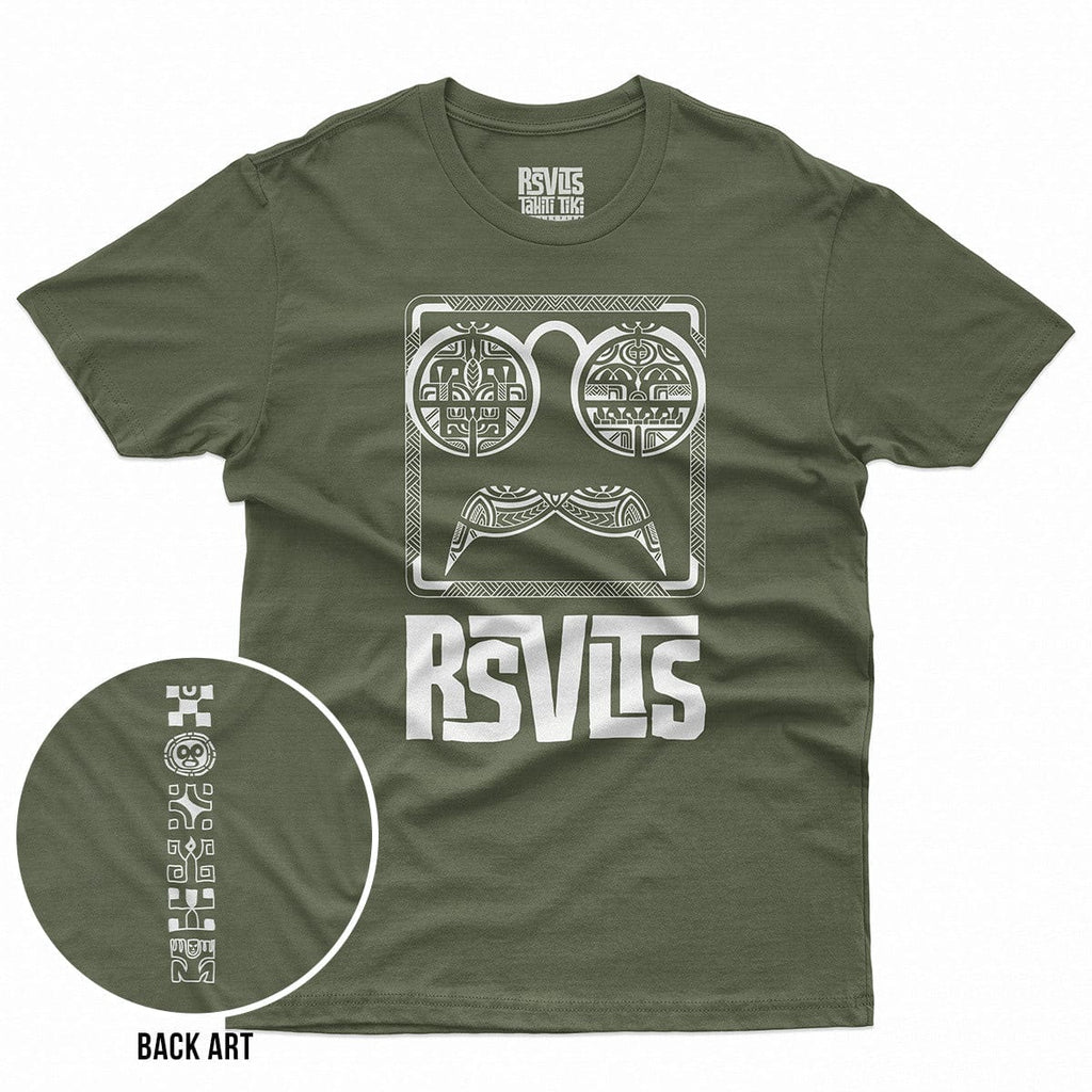 RSVLTS Tiki Teddy Crewneck Tee in Green — front view
