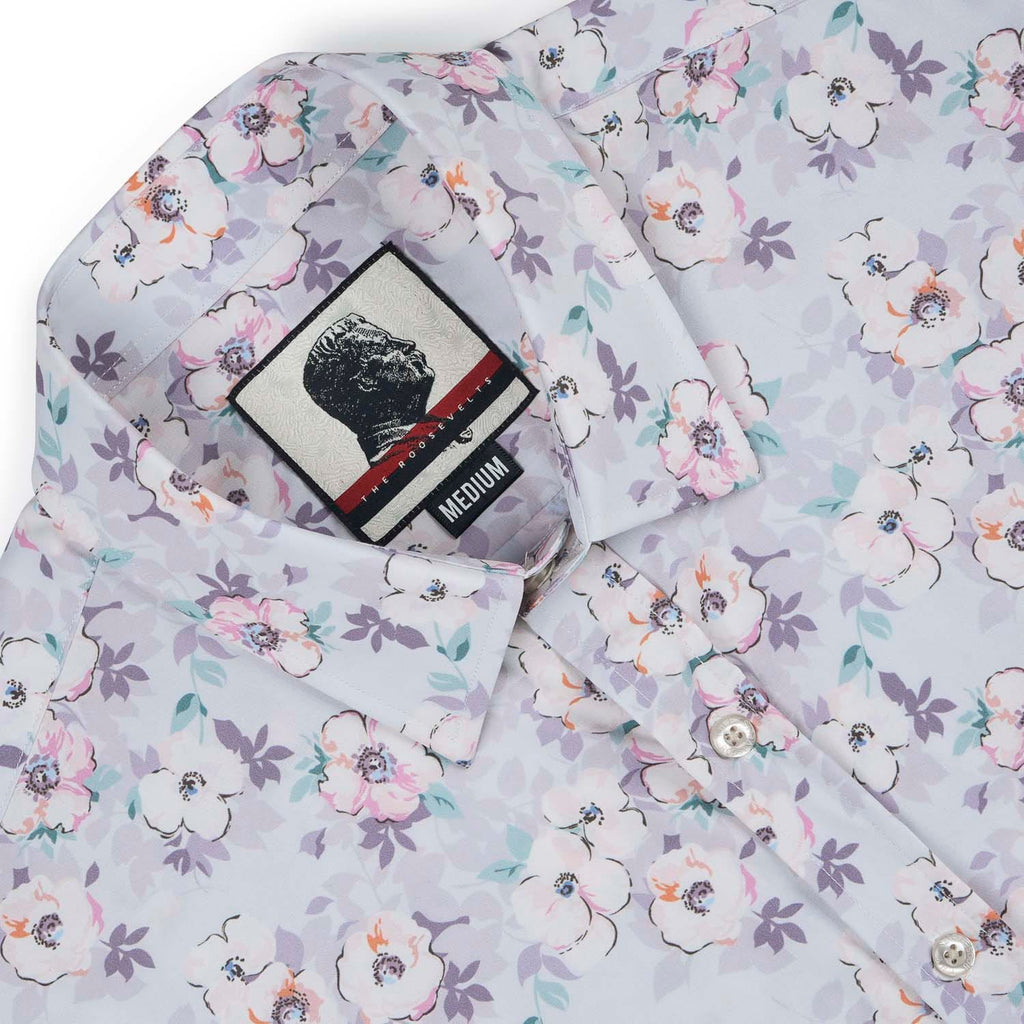 RSVLTS Cherry Blossom Good Looks KUNUFLEX Dress Shirt in Gray — detail 8