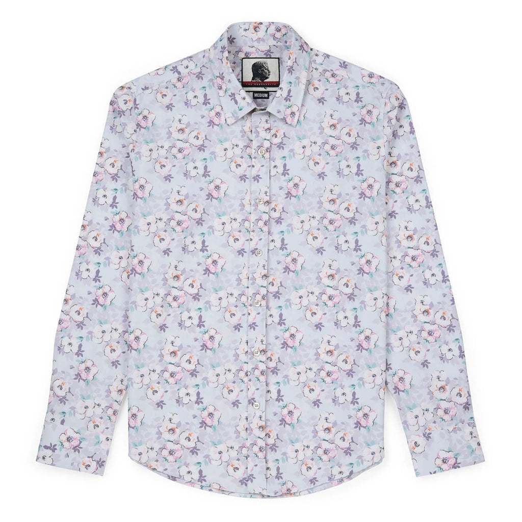 RSVLTS Cherry Blossom Good Looks KUNUFLEX Dress Shirt in Gray — detail 4