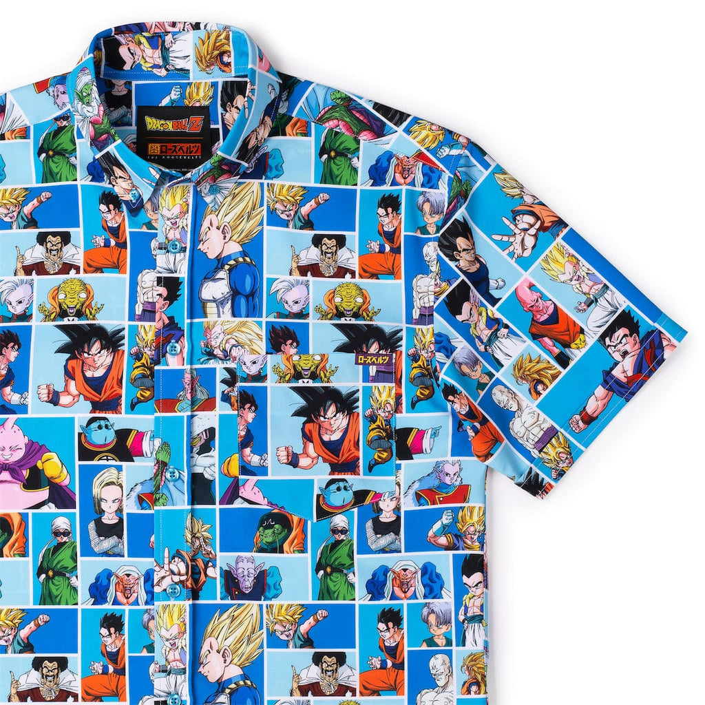 RSVLTS Dragon Ball A-Z KUNUFLEX Short Sleeve Shirt in Blue — front view
