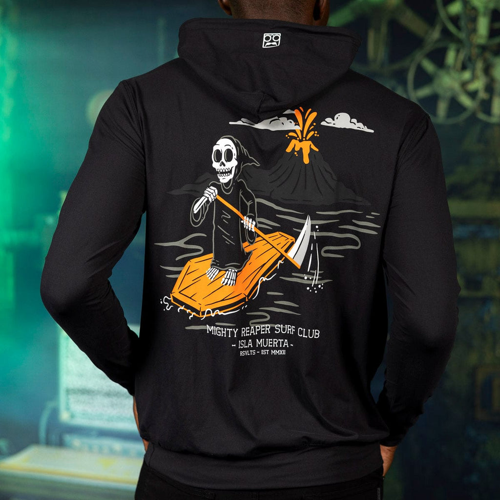 RSVLTS Mighty Reaper Surf Club Performance Hoodie in Black — detail 5