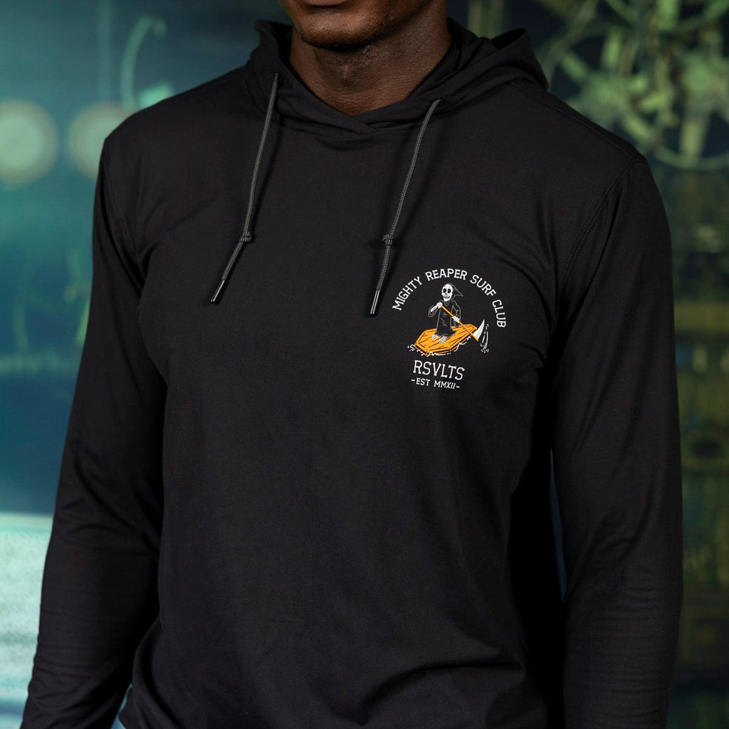 RSVLTS Mighty Reaper Surf Club Performance Hoodie in Black — detail 2