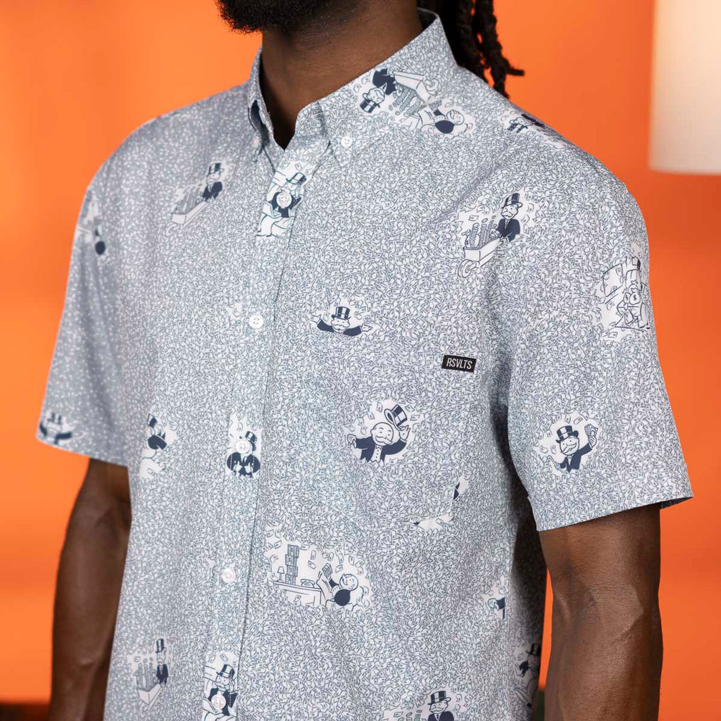 RSVLTS Funds & Games KUNUFLEX Short Sleeve Shirt in Gray — detail 7