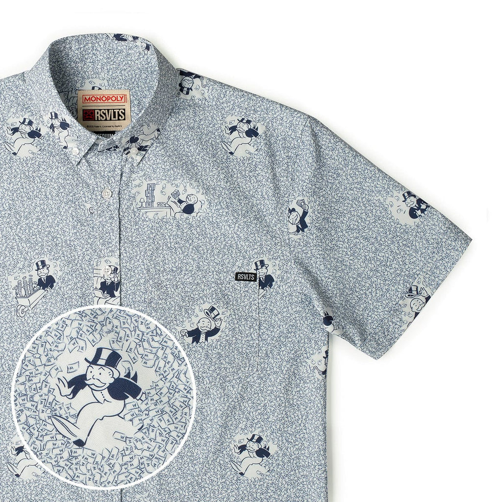 RSVLTS Funds & Games KUNUFLEX Short Sleeve Shirt in Gray — front view