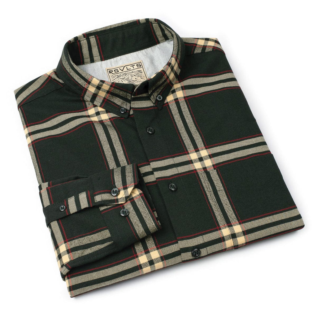 RSVLTS The Plaid BorlandFlex Long Sleeve Flannel in Green — detail 8