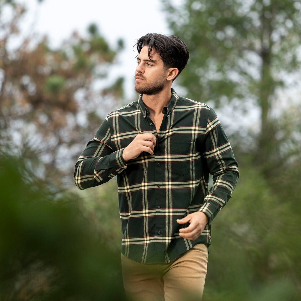 RSVLTS The Plaid BorlandFlex Long Sleeve Flannel in Green — detail 3