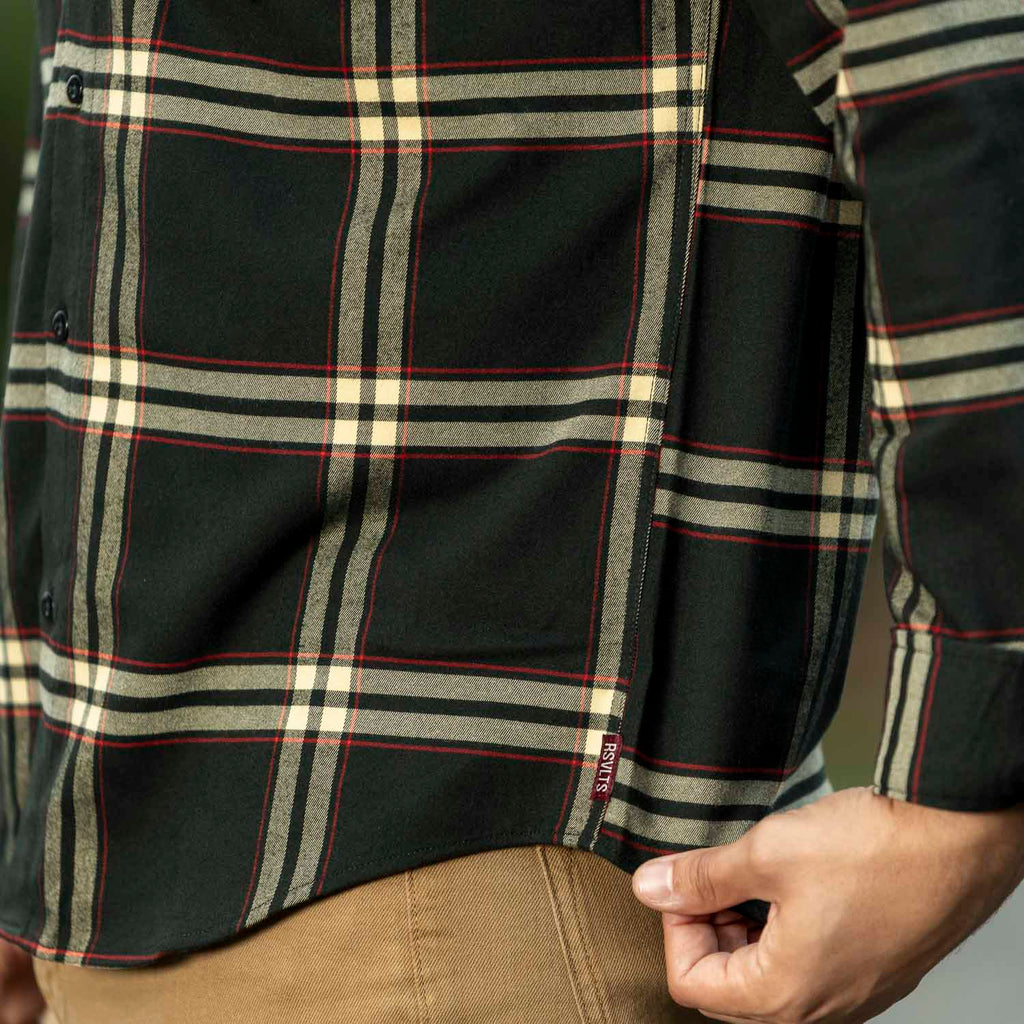 RSVLTS The Plaid BorlandFlex Long Sleeve Flannel in Green — detail 5
