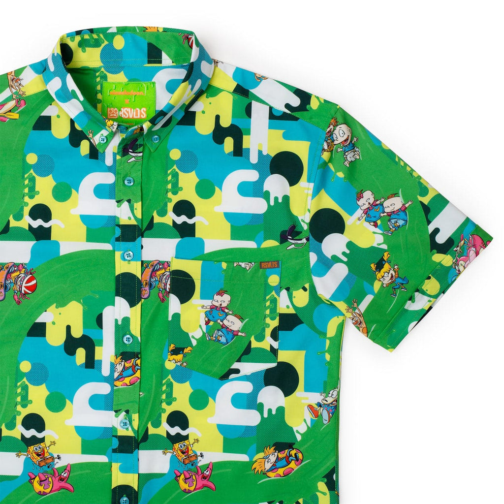 RSVLTS Slime Time KUNUFLEX Short Sleeve Shirt in Green — front view