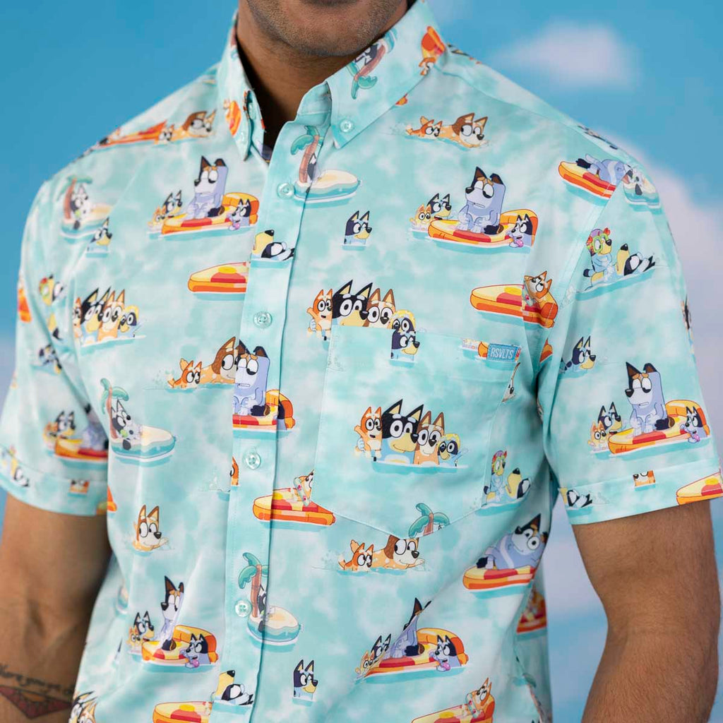 RSVLTS Everybody in the Pool KUNUFLEX Short Sleeve Shirt in Green — detail 8