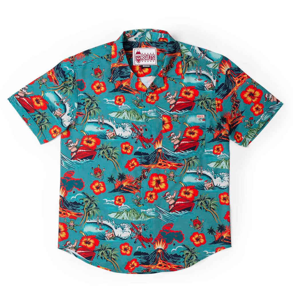 RSVLTS Extreme Santa KUNUFLEX Short Sleeve Shirt in Blue — detail 2