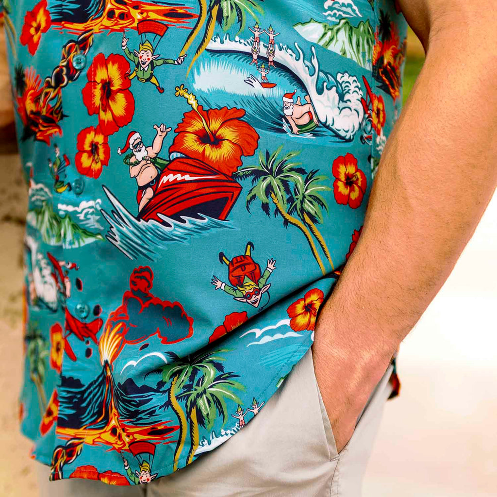 RSVLTS Extreme Santa KUNUFLEX Short Sleeve Shirt in Blue — detail 6