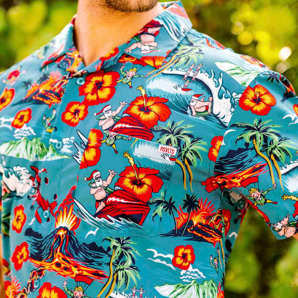 RSVLTS Extreme Santa KUNUFLEX Short Sleeve Shirt in Blue — detail 3