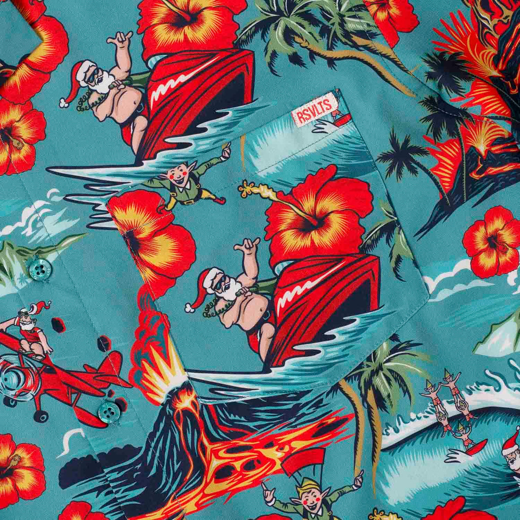 RSVLTS Extreme Santa KUNUFLEX Short Sleeve Shirt in Blue — detail 7