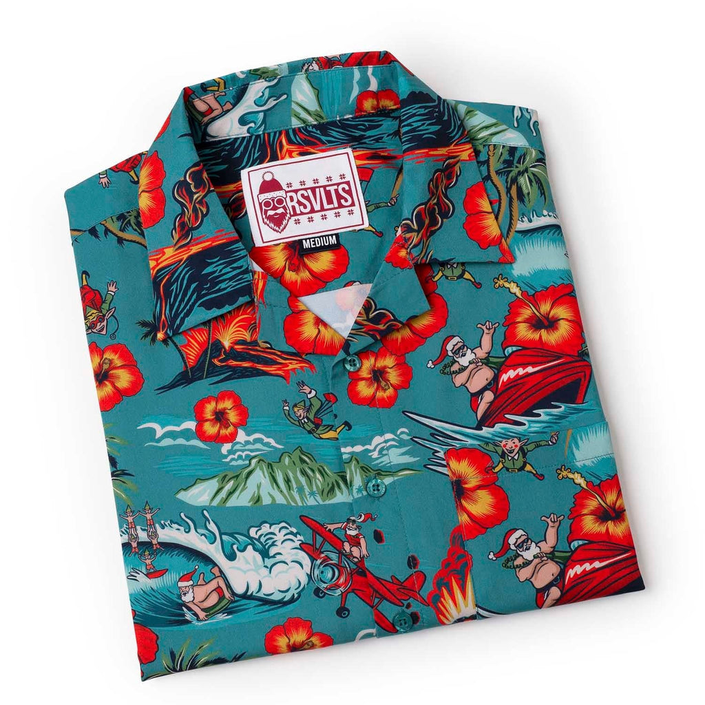 RSVLTS Extreme Santa KUNUFLEX Short Sleeve Shirt in Blue — detail 9