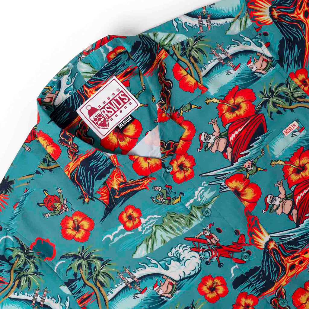 RSVLTS Extreme Santa KUNUFLEX Short Sleeve Shirt in Blue — detail 4