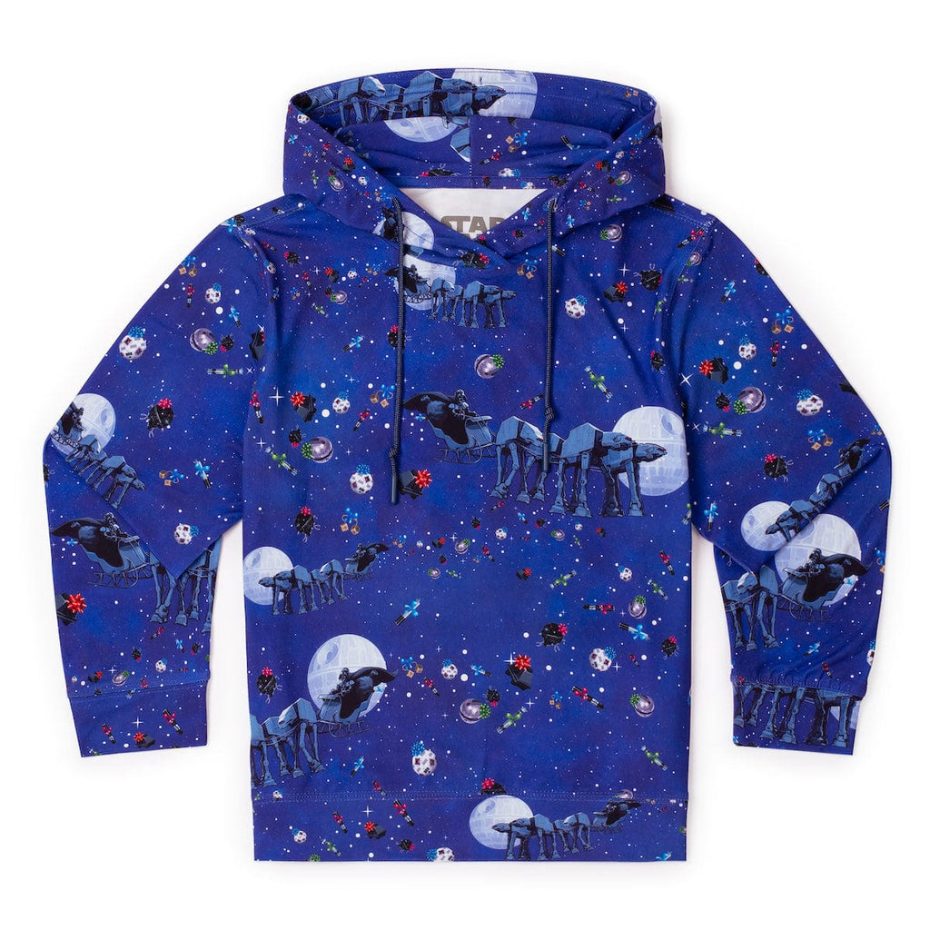 RSVLTS I Am Your Father Christmas Youth Performance Hoodie in Blue — front view