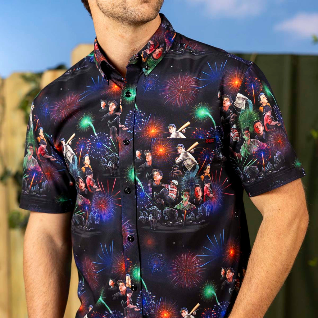 RSVLTS Night Game KUNUFLEX Short Sleeve Shirt in Black — detail 7
