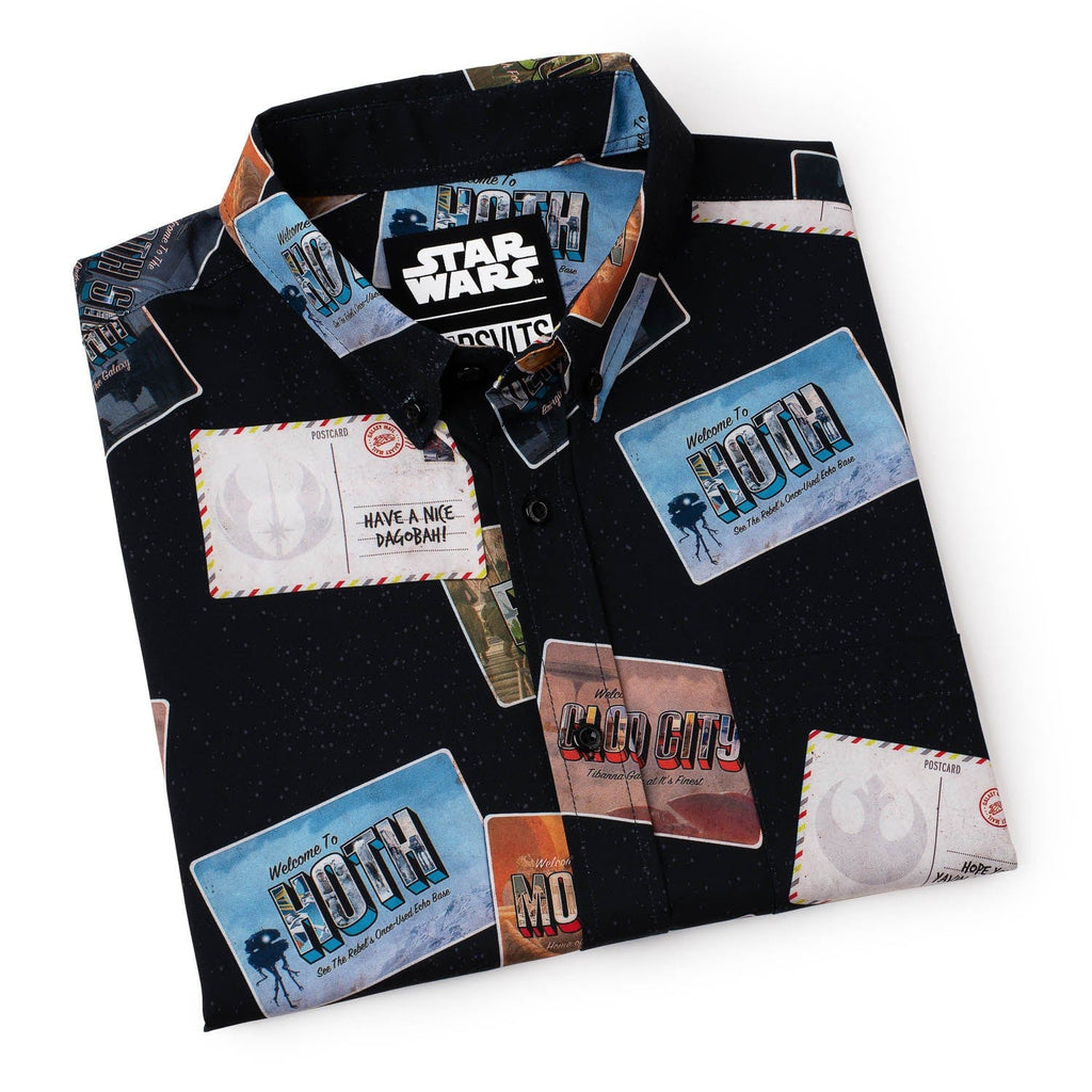 RSVLTS Greetings from Far, Far Away KUNUFLEX Short Sleeve Shirt in Black — detail 13