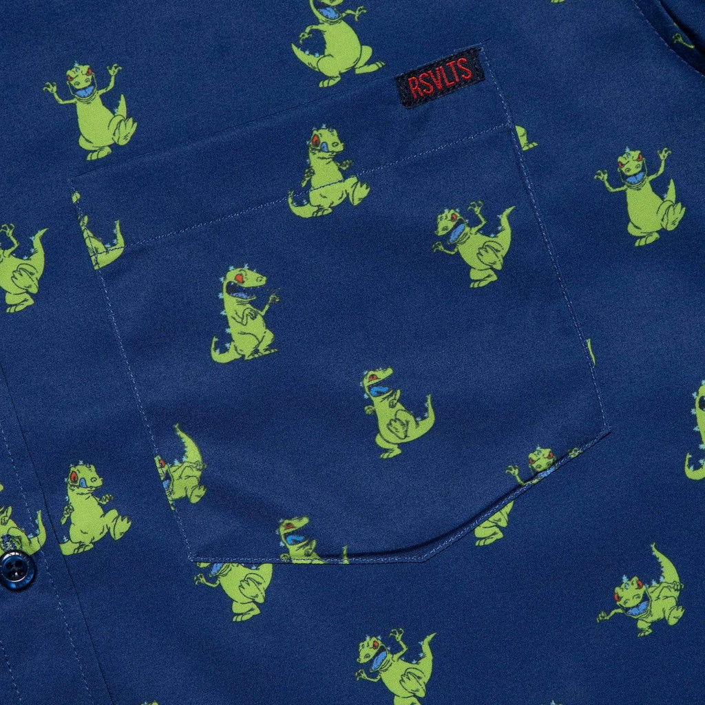 RSVLTS Reptar Rampage KUNUFLEX Short Sleeve Shirt in Blue — detail 3