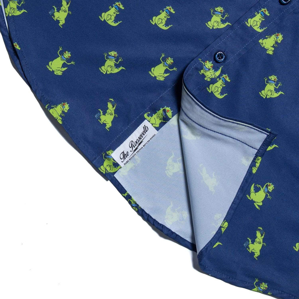 RSVLTS Reptar Rampage KUNUFLEX Short Sleeve Shirt in Blue — detail 9