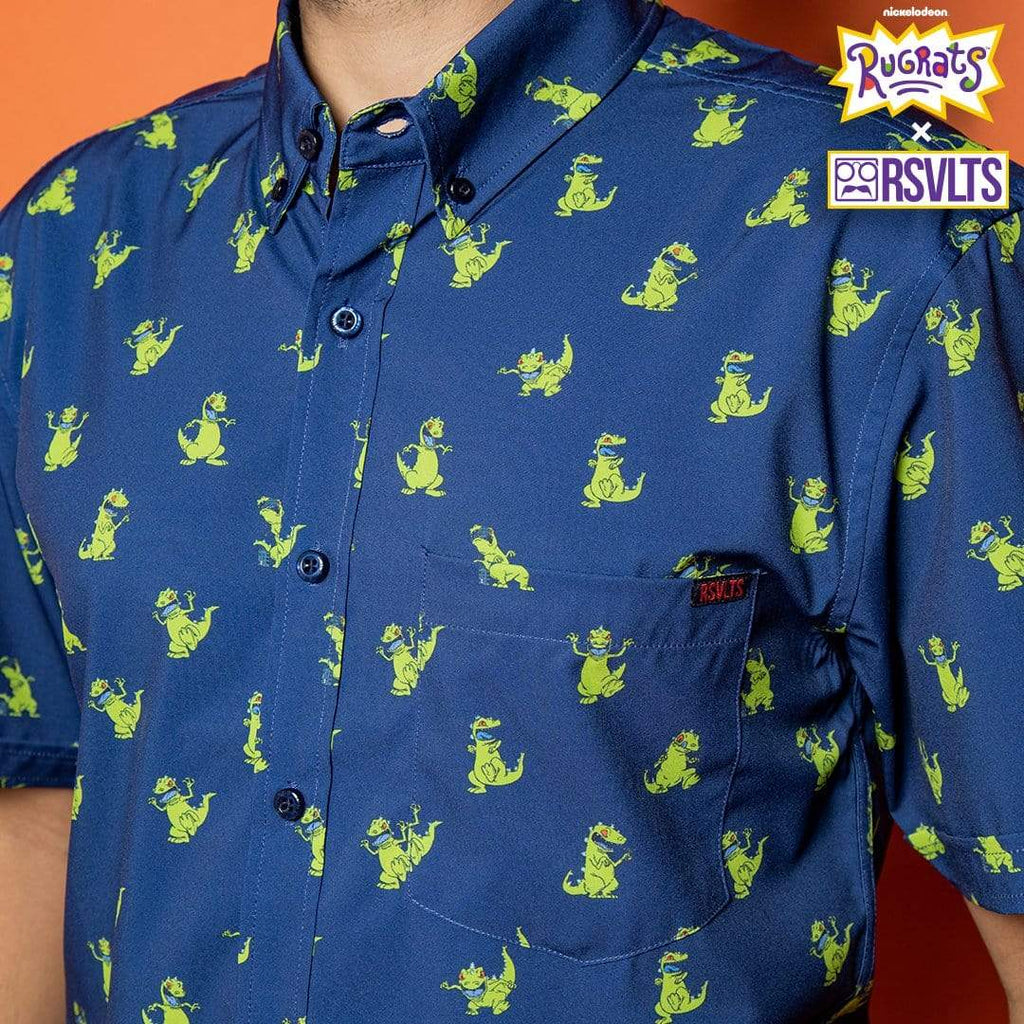RSVLTS Reptar Rampage KUNUFLEX Short Sleeve Shirt in Blue — detail 5