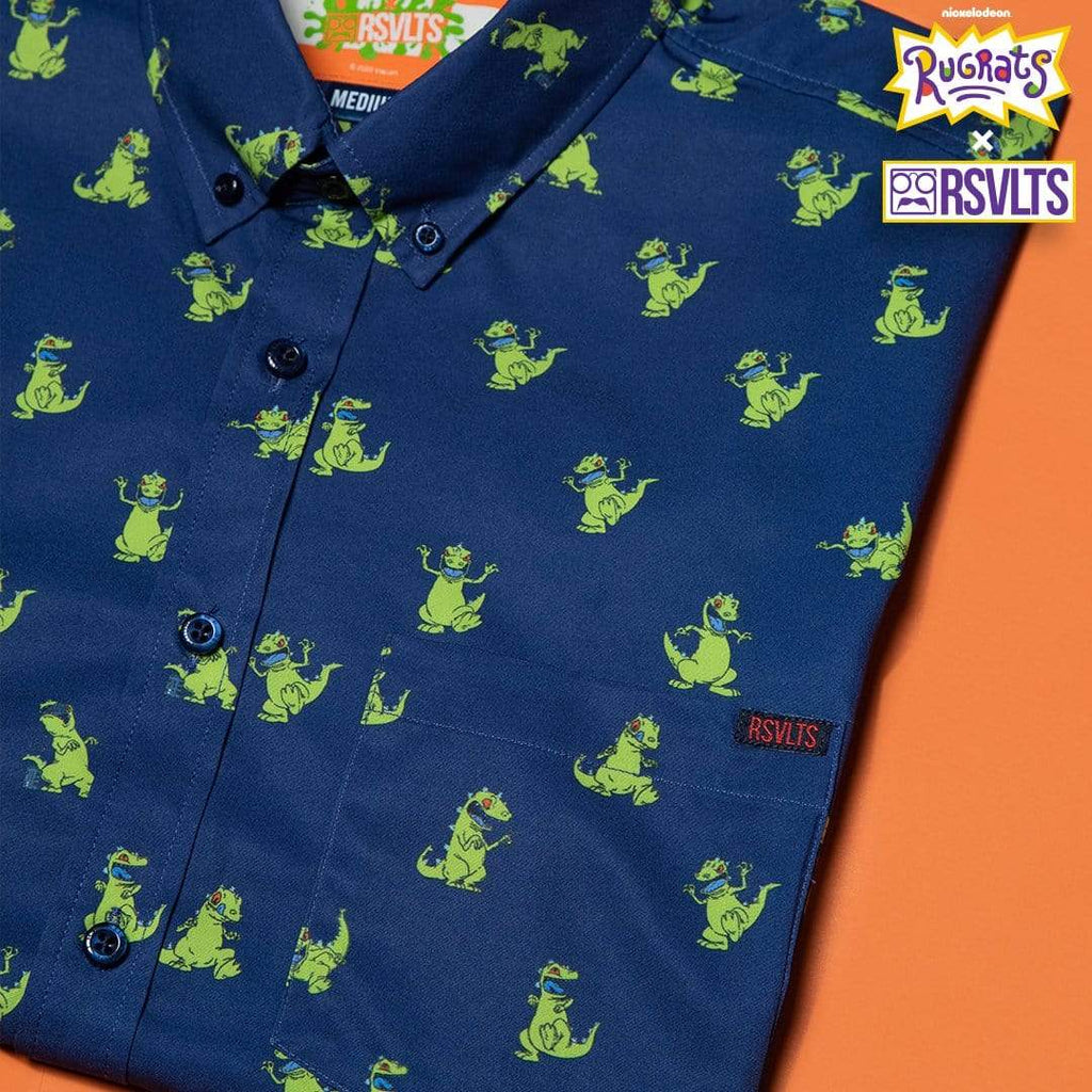 RSVLTS Reptar Rampage KUNUFLEX Short Sleeve Shirt in Blue — detail 7