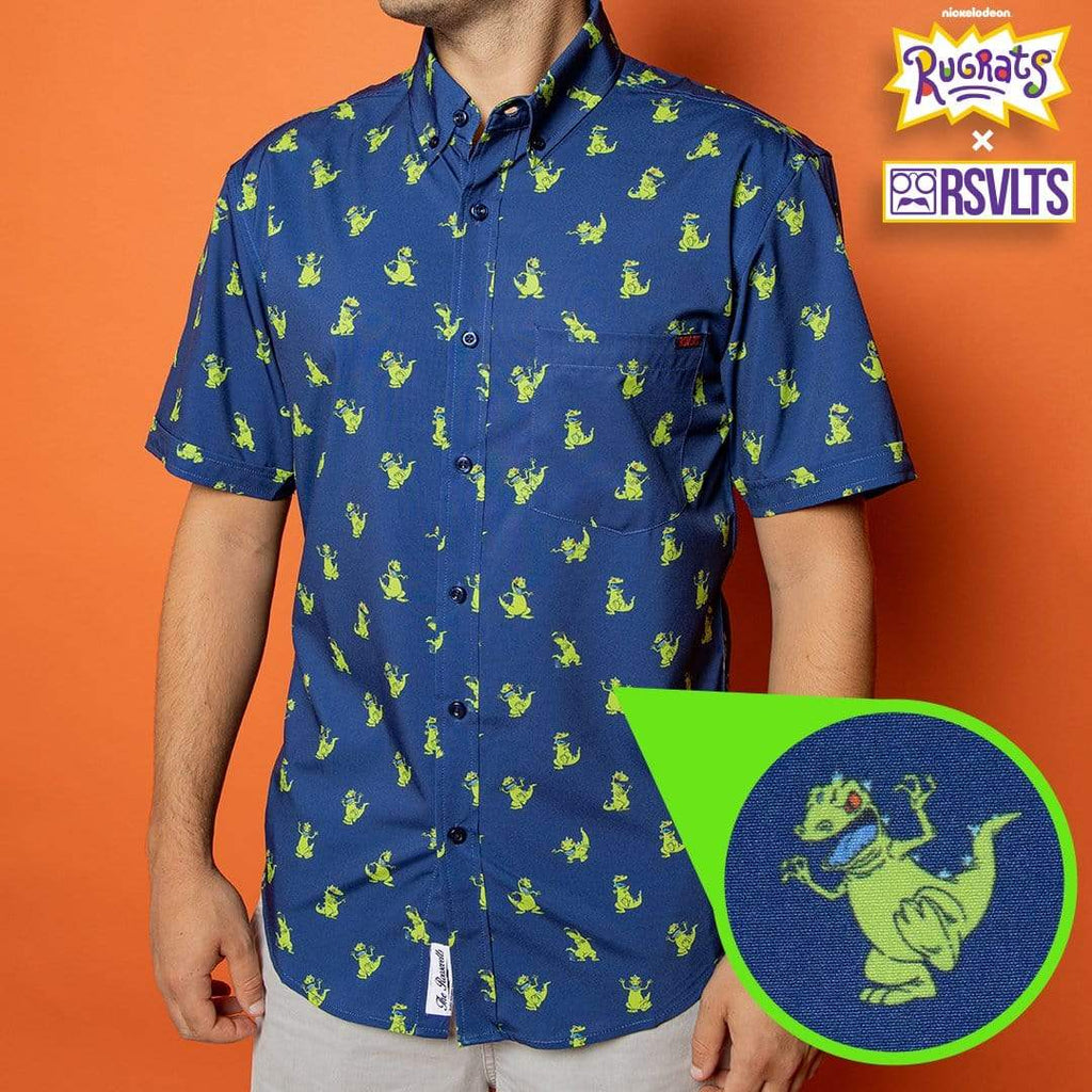 RSVLTS Reptar Rampage KUNUFLEX Short Sleeve Shirt in Blue — detail 4